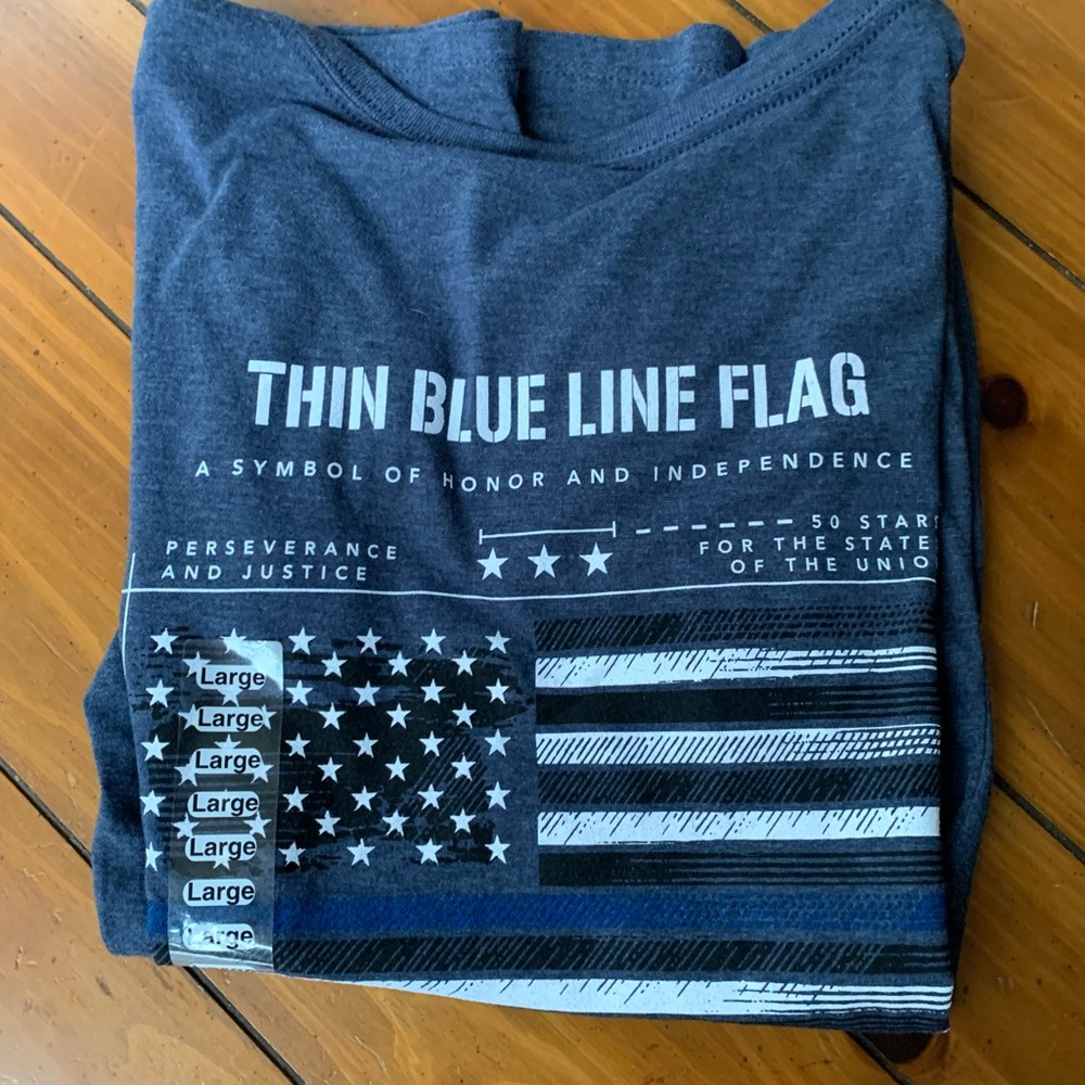 THIN BLUE LINE V NECK TEE LARGE